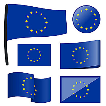 收集,旗帜,欧盟