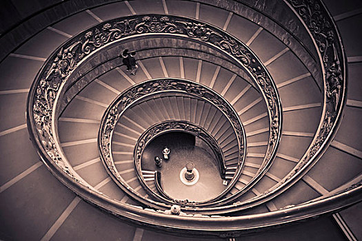 螺旋楼梯,地面,梵蒂冈博物馆,罗马,意大利,欧洲