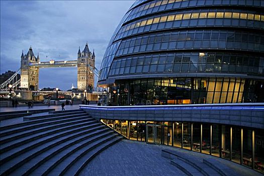 英格兰,伦敦,市政厅,设计,建筑师,诺曼福斯特,塔桥,背景
