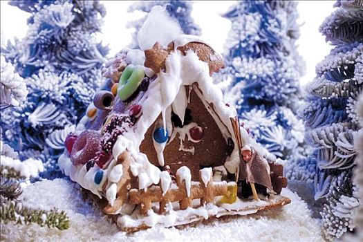 姜饼屋,人造,冬季风景