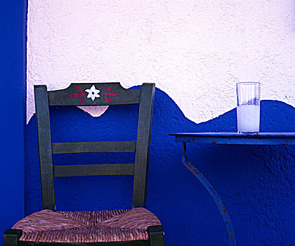 玻璃杯,桌子,南,克里特岛,希腊