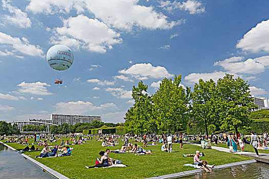 法国,巴黎,巴黎15区,俯视,气球,公园,尝试,享受,好天气