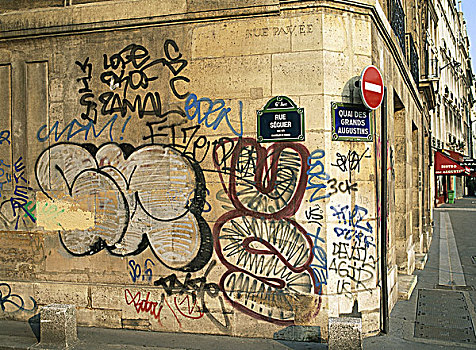 法国,巴黎,码头,涂鸦