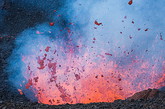 动作,火山岩,喷发,火山,堪察加半岛,俄罗斯,欧洲