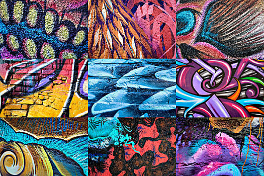 墨西哥,圣米格尔,抽象拼贴画,街头艺术,城市,画廊,大幅,尺寸,只有