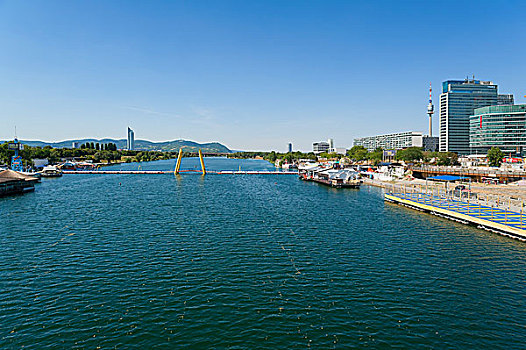 多瑙河,左边,右边,娱乐,区域,维也纳,奥地利,欧洲