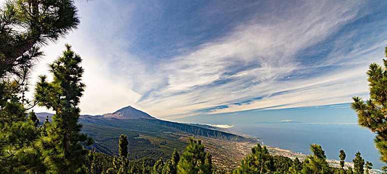风景,火山,山谷,眺台,特内里费岛,加纳利群岛,西班牙