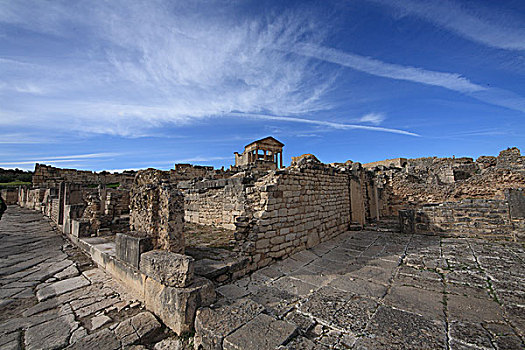 突尼斯,杜迦遗址,岩石,古老,风化,罗马柱
