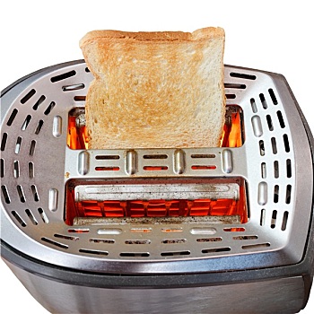 一个,烤面包片,面包片,热,金属,烤面包机