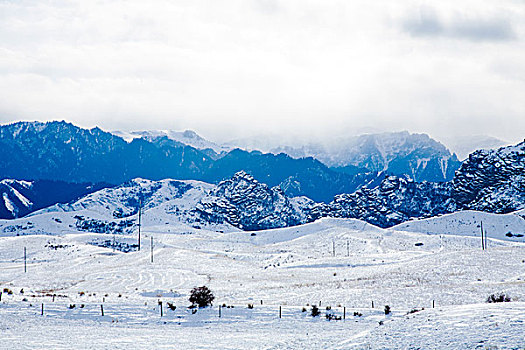 新疆,玛纳斯,风光,冬季,雪山,雪地