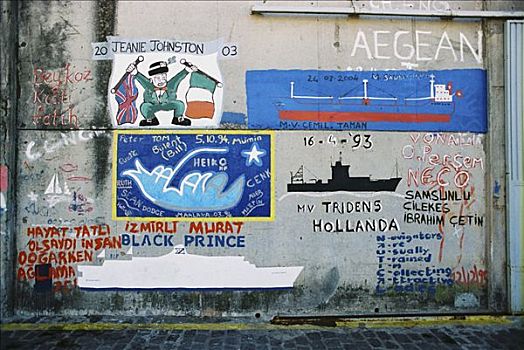 壁画,水手,港口,丰沙尔,马德拉岛,葡萄牙