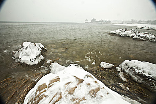 山海关,老龙头,大雪,雪后,海滨,建筑,长城,洁白,冬季,寒冷