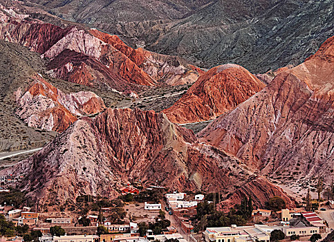 山,彩色,俯视图,普尔马马卡,胡胡伊省,阿根廷,南美