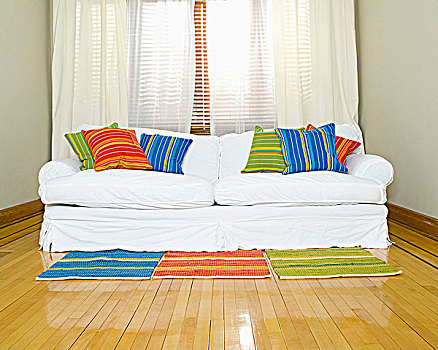 白色,沙发,色彩,垫子,客厅