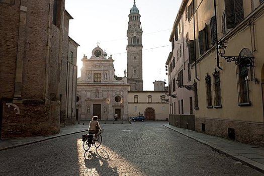 塔,教堂,中央教堂,大教堂,左边,艾米利亚罗马涅,意大利