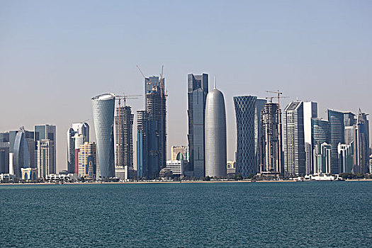 天际线,多哈,市区,卡塔尔,中东