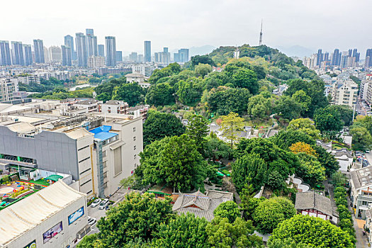 航拍福建福州乌山历史风貌区乌塔公园石塔寺