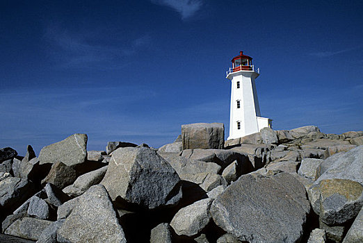 加拿大,新斯科舍省,佩姬湾,靠近,哈利法克斯,灯塔,花冈岩,石头