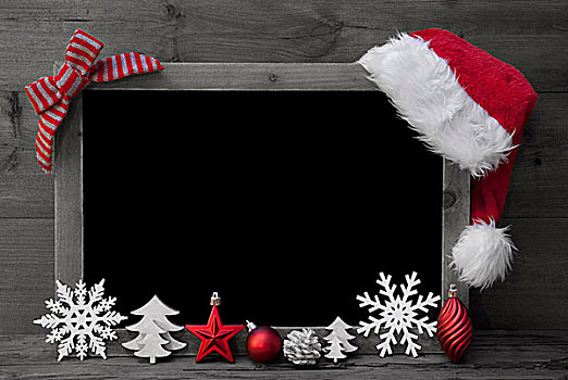 黑白,圣诞节,黑板,红色,圣诞帽,留白