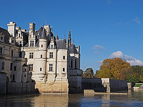 城堡,秋天,卢瓦尔河谷,法国