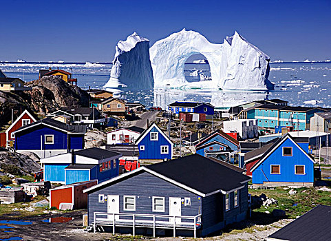 冰山,拱形,房子,世界遗产,伊路利萨特,格陵兰,丹麦