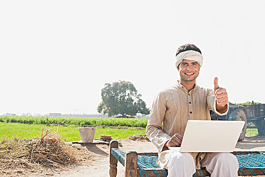 农民,笔记本电脑,展示,印度