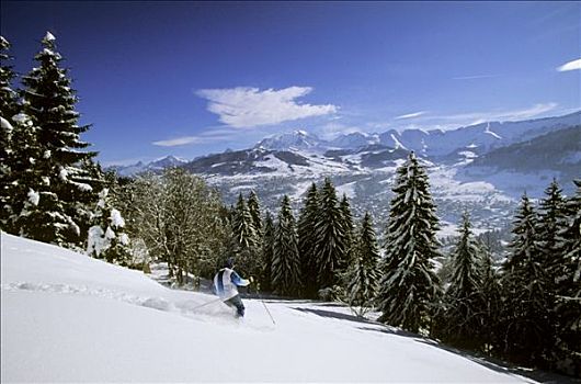 法国,阿尔卑斯山,男人,滑雪