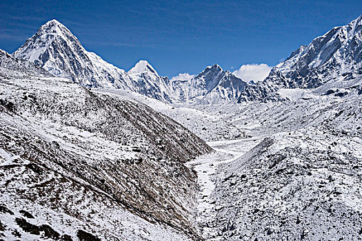 雪,昆布,山谷,看,珠穆朗玛峰,露营,地区,区域,尼泊尔,亚洲