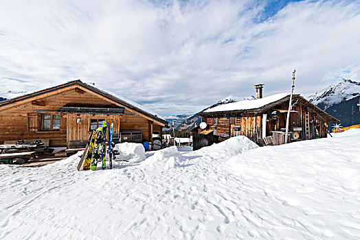 奥地利,蒙塔丰,雪屋,高山,乡村