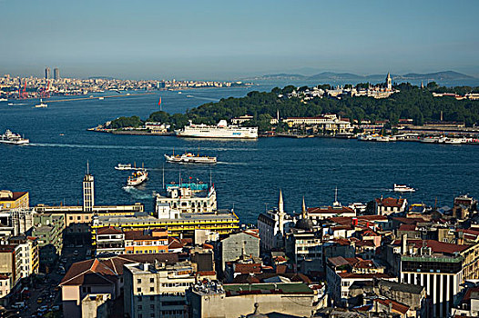 风景,博斯普鲁斯海峡,伊斯坦布尔,加拉达塔,塔,土耳其