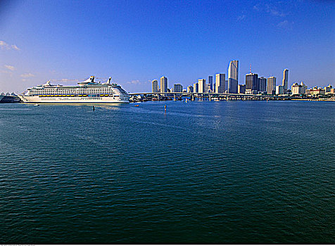 游船,迈阿密,天际线,佛罗里达,美国