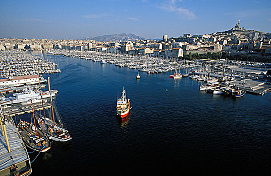 帆船,老,港口,旧港,马赛,普罗旺斯,法国,欧洲