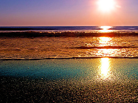 日出,海滩