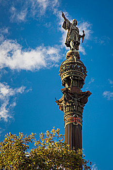 哥伦布雕像,码头,巴塞罗那,加泰罗尼亚,西班牙