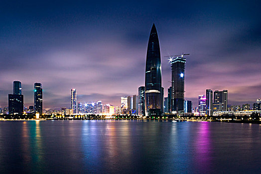 中国广东深圳南山后海湾都市夜景