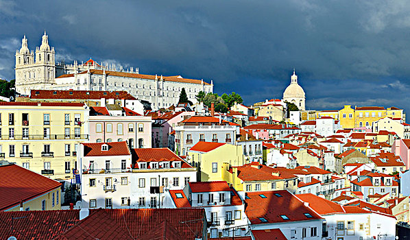 风景,阿尔法马区,地区,城堡,里斯本,葡萄牙,欧洲
