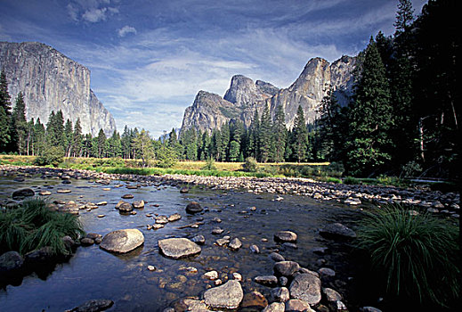 美国,加利福尼亚,优胜美地国家公园,山谷,风景