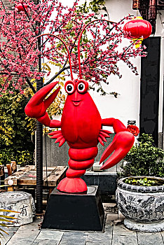 红色大龙虾雕塑景观