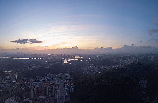 广东惠州市区清晨航拍全景风光