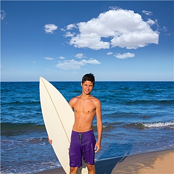 男孩,青少年,冲浪,高兴,冲浪板,海滩