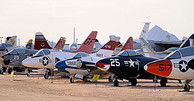 美国,亚利桑那,图森,航空航天博物馆,排,喷气式战斗机