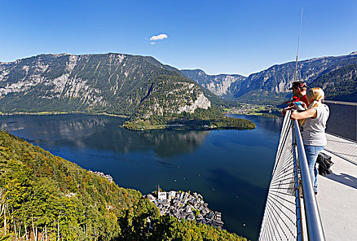 天桥,观注,平台,远眺,世界遗产,湖,哈尔斯塔特,看,萨尔茨卡莫古特,上奥地利州,奥地利,欧洲