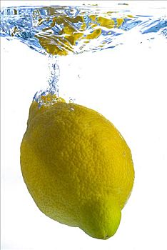 柠檬,柑橘,落下,水