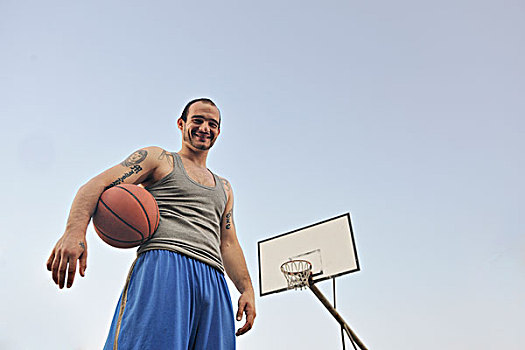 篮球手,练习,姿势,篮球,运动,运动员,概念