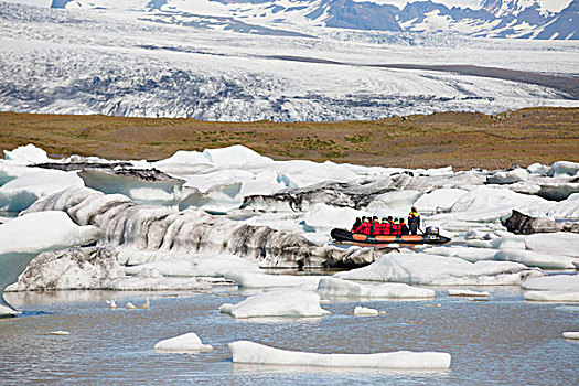 冰山,泻湖,船,旅游,东方,冰岛