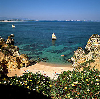 葡萄牙,阿尔加维,海滩,溪流,石头,大西洋