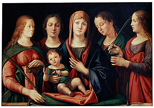 圣母玛利亚,孩子,圣凯萨琳,两个,艺术家