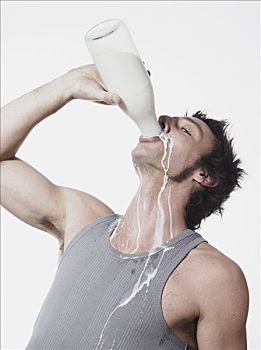 肖像,牛奶,瓶子,无袖背心,白色背景