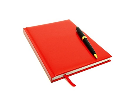 红色,日记,笔,白色