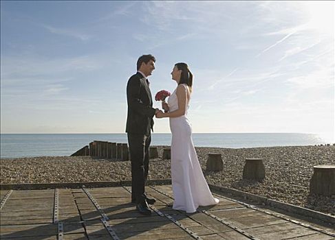 婚礼,伴侣,海滩